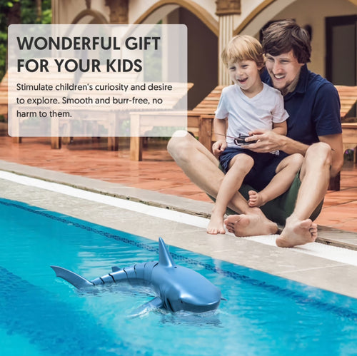2.4GHz Wireless Remote Control Shark Toy, Waterproof Rechargeable  Shark for Bathtub Pool Summer Outdoor Water Play