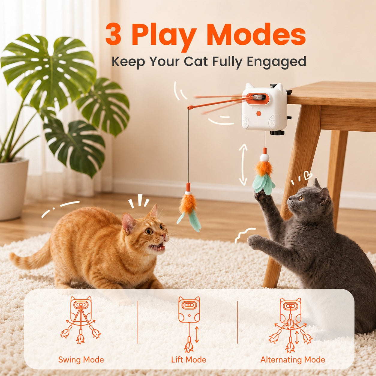 Interactive Cat Toys for Indoor Cats, Dual Feather Self-Play Toy to Keep Cats Busy While You Relax 40% off