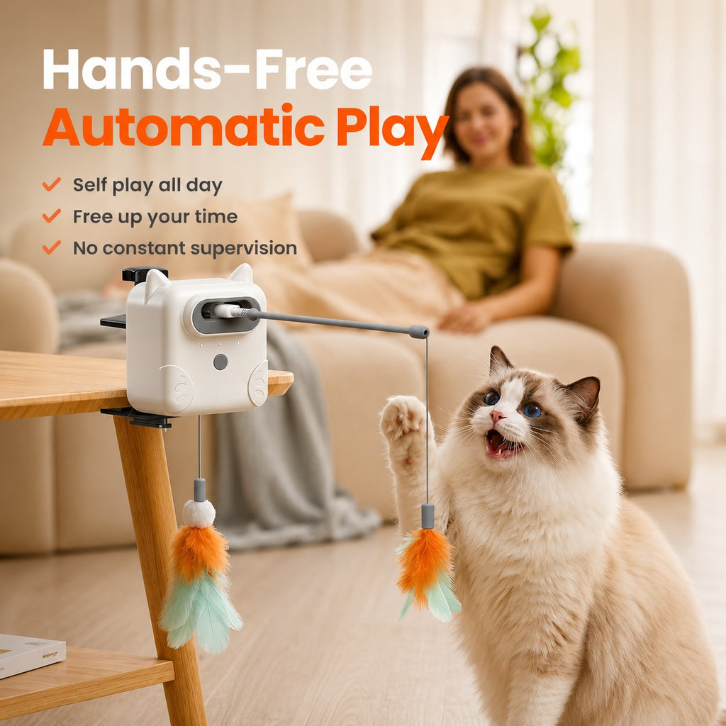Interactive Cat Toys for Indoor Cats, Dual Feather Self-Play Toy to Keep Cats Busy While You Relax 40% off