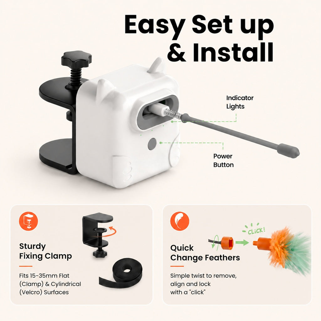 Interactive Cat Toys for Indoor Cats, Dual Feather Self-Play Toy to Keep Cats Busy While You Relax 40% off