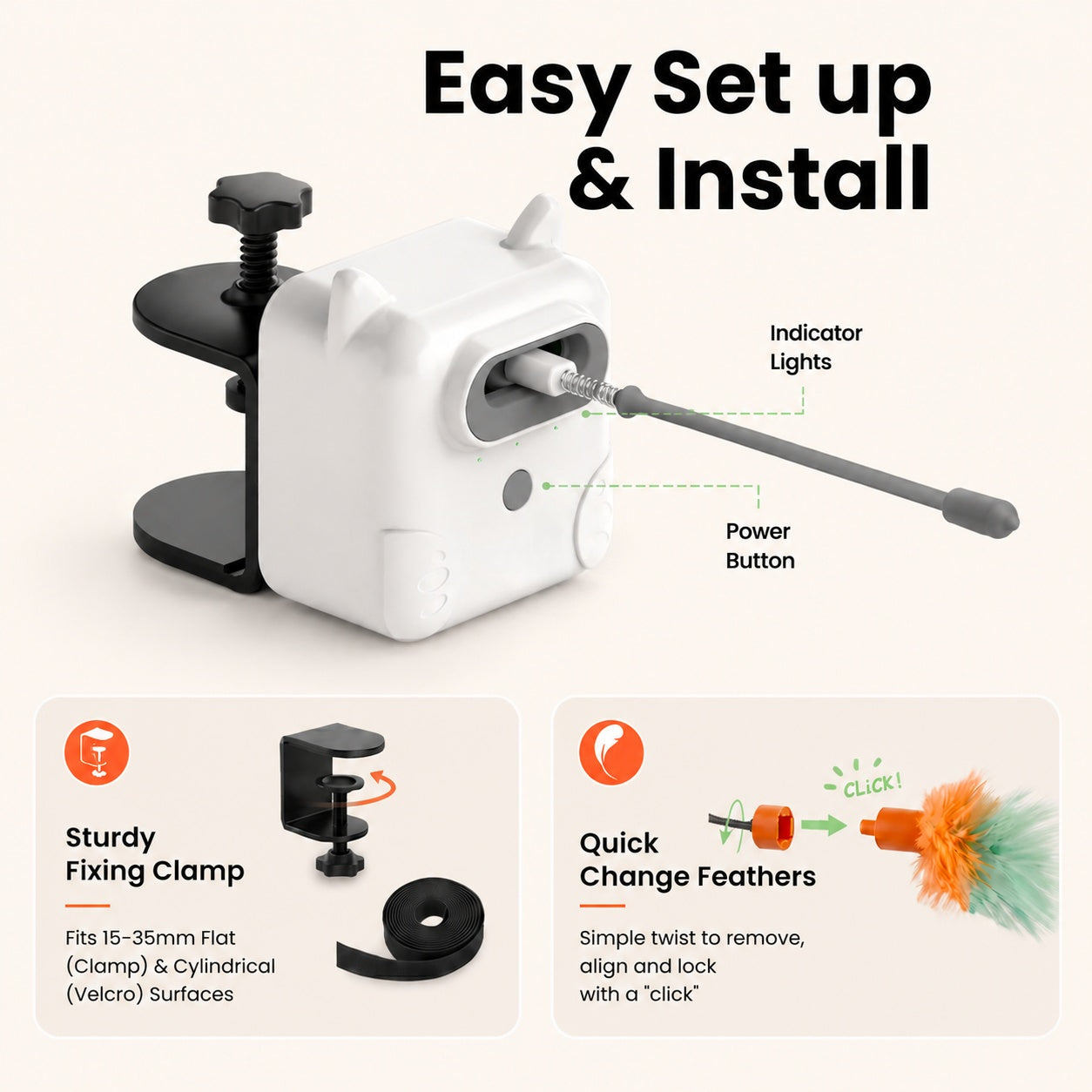 Interactive Cat Toys for Indoor Cats, Dual Feather Self-Play Toy to Keep Cats Busy While You Relax 40% off