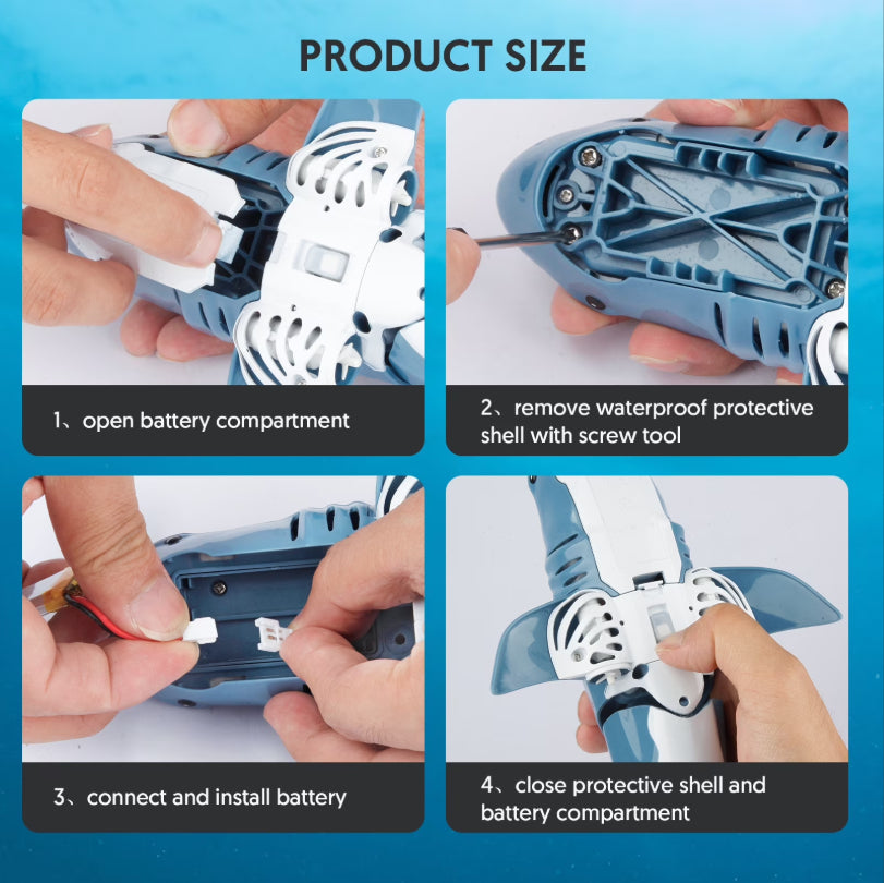 2.4GHz Wireless Remote Control Shark Toy, Waterproof Rechargeable  Shark for Bathtub Pool Summer Outdoor Water Play