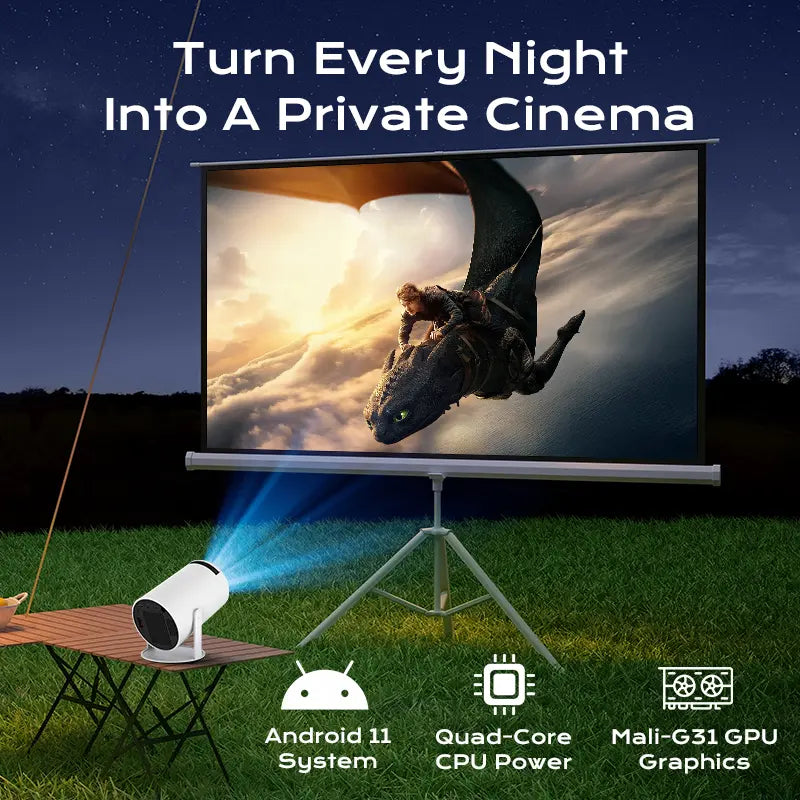 [Built-in Apps & 2026 Upgraded] Mini Projector with WiFi 6 and Bluetooth 5.4 Support 4K 1080P Auto Keystone 180° Rotatable Projector Portable Compatibile with HDMI/TV Stick/Memory Stick/Laptop