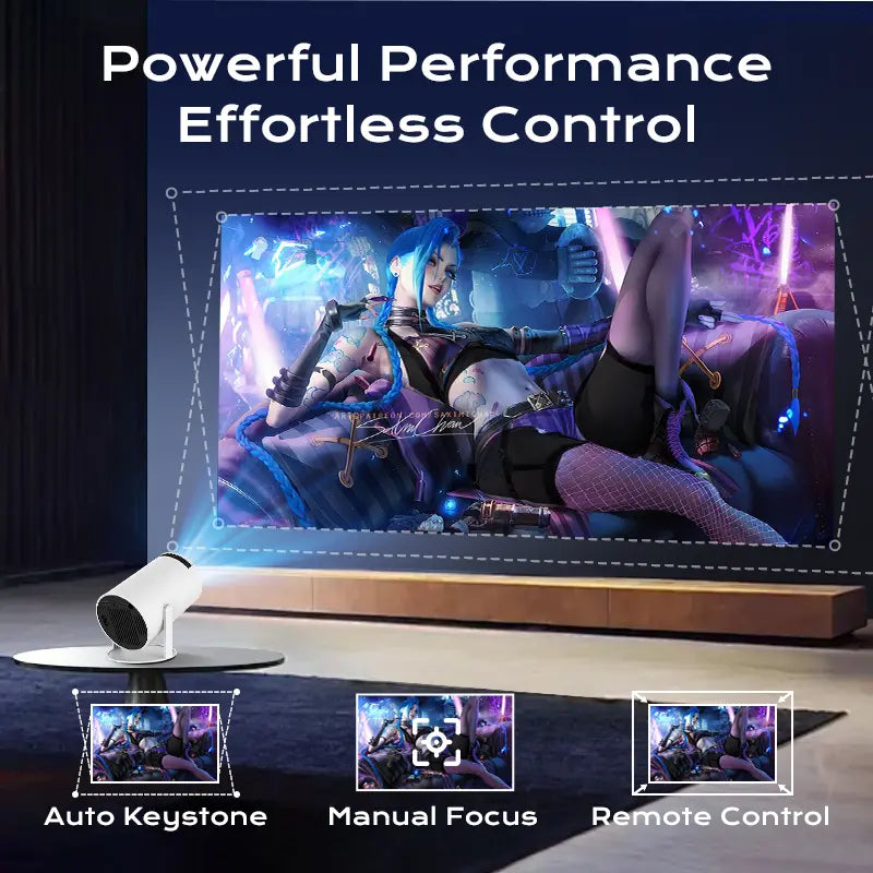 [Built-in Apps & 2026 Upgraded] Mini Projector with WiFi 6 and Bluetooth 5.4 Support 4K 1080P Auto Keystone 180° Rotatable Projector Portable Compatibile with HDMI/TV Stick/Memory Stick/Laptop
