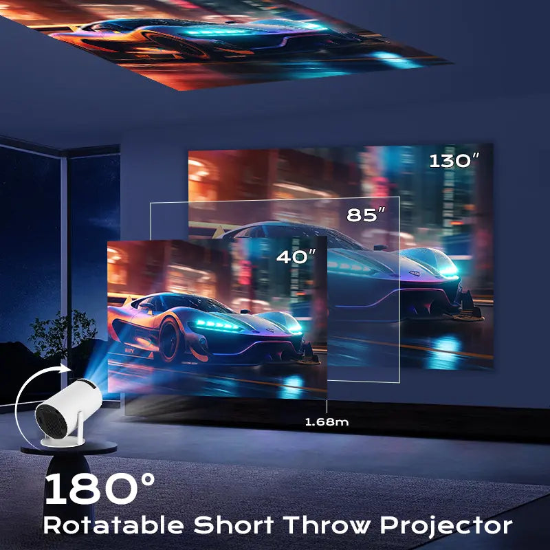 [Built-in Apps & 2026 Upgraded] Mini Projector with WiFi 6 and Bluetooth 5.4 Support 4K 1080P Auto Keystone 180° Rotatable Projector Portable Compatibile with HDMI/TV Stick/Memory Stick/Laptop