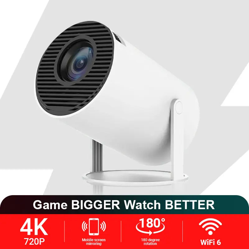[Built-in Apps & 2026 Upgraded] Mini Projector with WiFi 6 and Bluetooth 5.4 Support 4K 1080P Auto Keystone 180° Rotatable Projector Portable Compatibile with HDMI/TV Stick/Memory Stick/Laptop