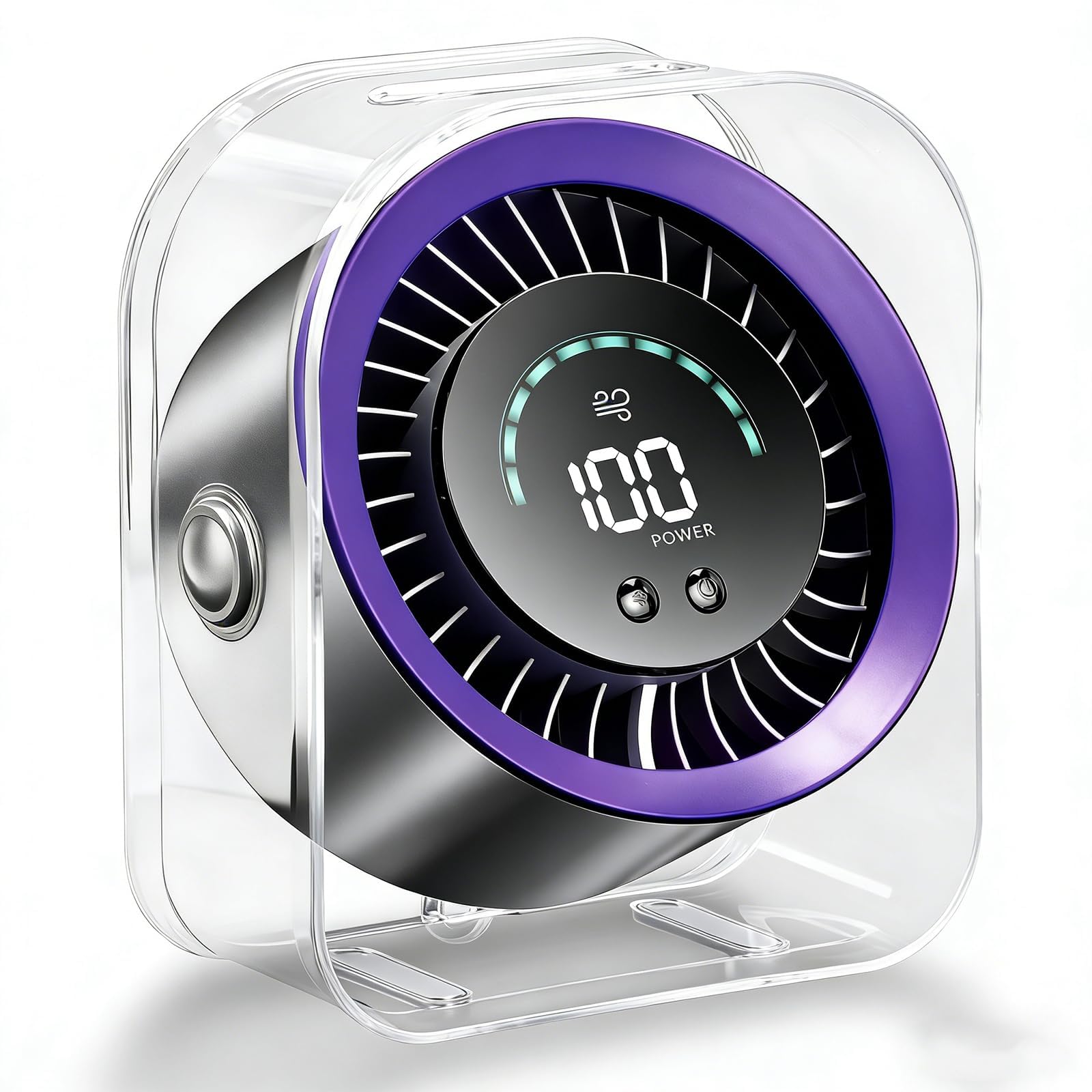 Small Portable Desk Fan, 4000mAh USB Rechargeable Mini Table Fan with 100 Speeds Turbo Airflow, 360° Adjustable, LED Display, Quiet Desktop Cooling Fans for Home Office Travel-Pink